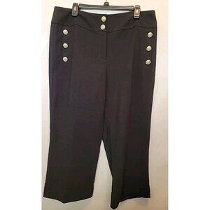 Chicos The Ultimate Fit Cropped Pants Size 12 Black Natical Style Wide Leg Cuff